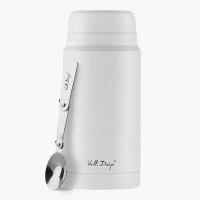 Termos obiadowy na zupę z łyżką VIALLI DESIGN FUORI 750 ml biały stalowy