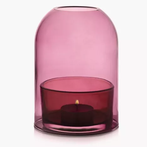 Lampion na tealight świecznik DUKA GLASS 19 cm bordowy szklany