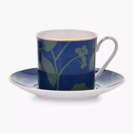 Filiżanka ze spodkiem DUKA SKADI 200 ml granatowa zielona porcelanowa