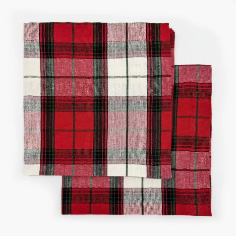 Serwetki kwadratowe w kratę DUKA GLEN 2 szt. 40x40 cm czerwone bawełniane