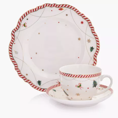 Filiżanka ze spodkiem i talerz świąteczne DUKA LYCKLIG porcelanowe