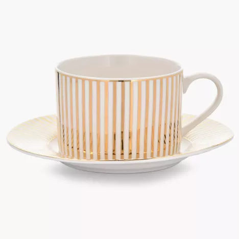 Filiżanka ze spodkiem DUKA GOLD 200 ml złota porcelanowa