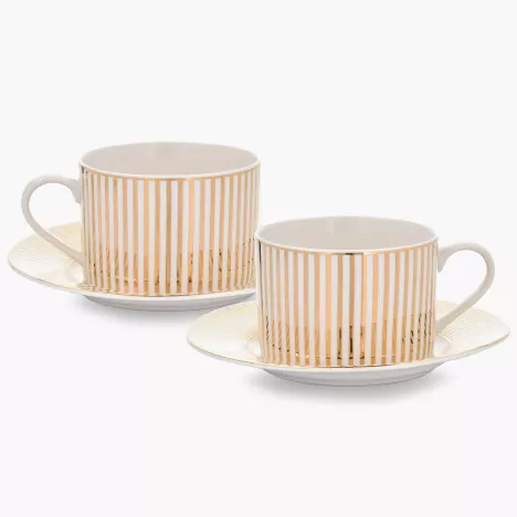 Zestaw 2 filiżanek ze spodkiem DUKA GOLD 200 ml porcelanowy