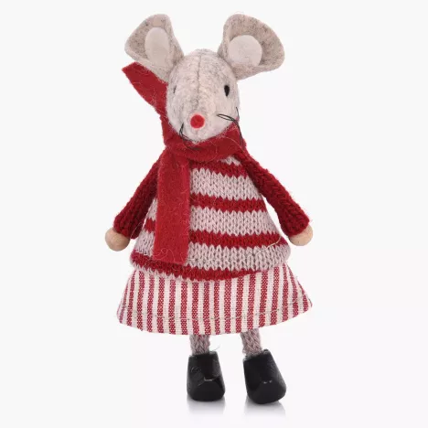 Dekoracja świąteczna mysz stojąca DUKA LILLIPUT 11 cm czerwona szara