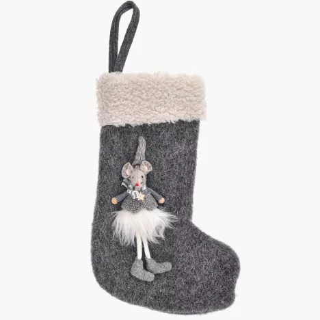 Skarpeta świąteczna mysz DUKA LILLIPUT 34 cm szara