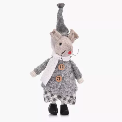 Dekoracja świąteczna mysz stojąca DUKA LILLIPUT 11 cm szara