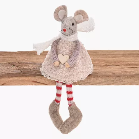 Dekoracja świąteczna mysz siedząca DUKA LILLIPUT 15 cm beżowa