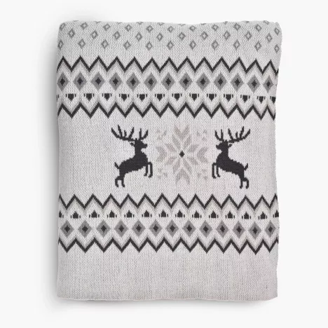 Koc pled świąteczny DUKA JULIG 170x130 cm szary bawełniany