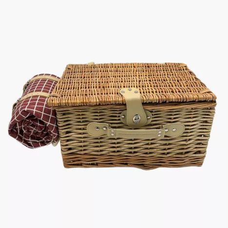 Kosz piknikowy z wyposażeniem dla 4 osób kratka DUKA PICKNICK brązowy