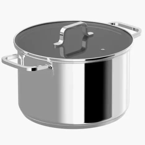 Garnek z pokrywą BERGHOFF HELIX 24 cm srebrny stalowy