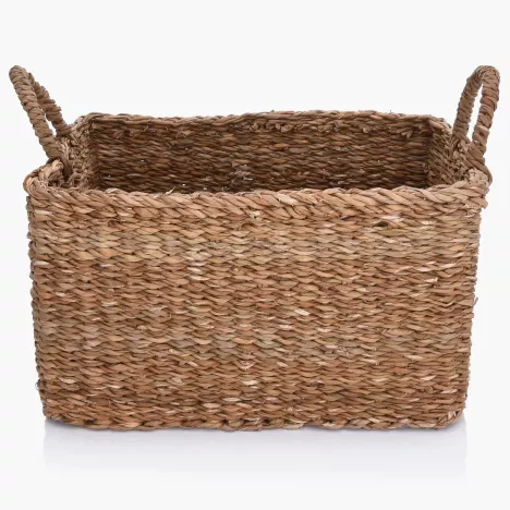Kosz dekoracyjny z uchwytami DUKA BOHO 33x35x20 cm brązowy trawa morska