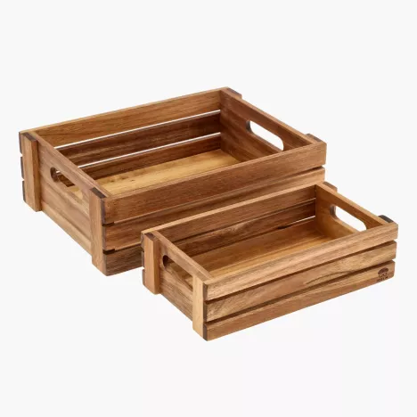 Zestaw 2 pojemników HOLM drewno akacjowe