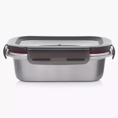 Pojemnik na żywność lunchbox prostokątny DUKA IDEAL 600 ml srebrny metal