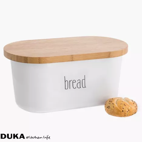 Chlebak z deską do krojenia DUKA KITCHENBASIC 37x21x17 cm biały melamina