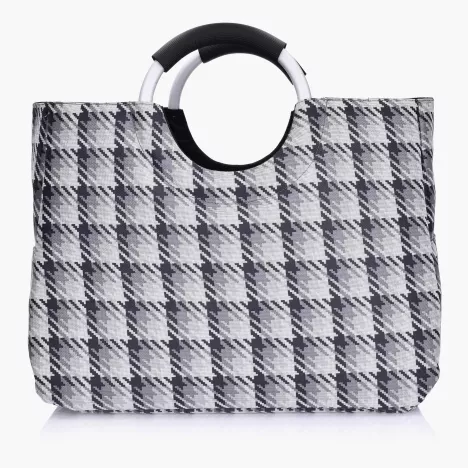 Torba na zakupy pepitka DUKA PASE 42x25x35 cm szara