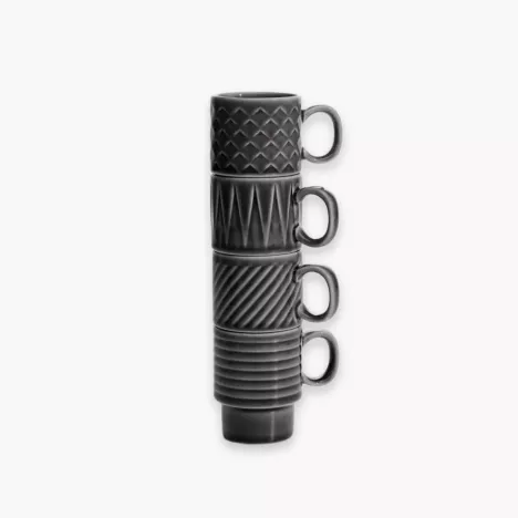 Zestaw 4 filiżanek do espresso SAGAFORM COFFE & MORE szary