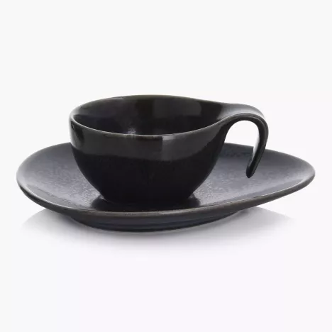 Filiżanka do espresso ze spodkiem DUKA TIME BLACK 60 ml porcelanowa