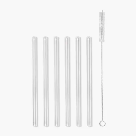 Słomki ze szczoteczką VIALLI DESIGN 15 cm 6 szt. szklane