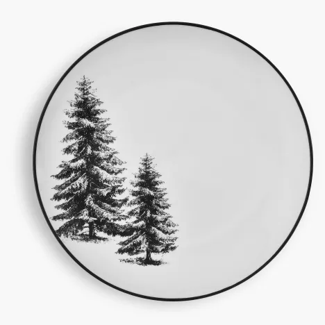 Talerz śniadaniowy choinki DUKA JULGRAN 22 cm biały czarny kamionkowy