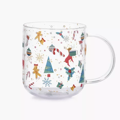 Szklanka z uchem świąteczna DUKA LYCKLIG 450 ml transparentna kolorowa szklana