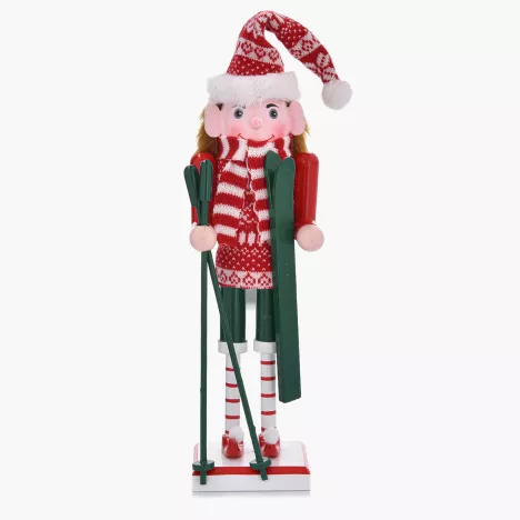 Dekoracja świąteczna figurka z nartami DUKA NORALF ELF 28.5 cm czerwona