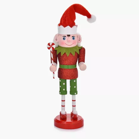 Dekoracja świąteczna figurka z lizakiem DUKA NORALF ELF 25 cm czerwona zielona