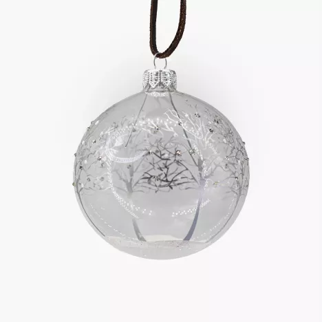 Bombka szklana motyw zimowy NORDLJUS przeźroczysta 8 cm