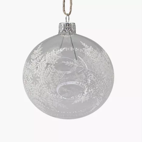 Bombka szklana białe śnieżynki NORDLJUS przeźroczysta 8 cm