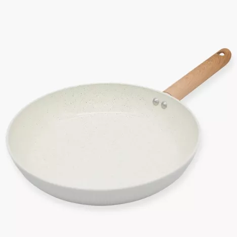 Patelnia z powłoką ceramiczną DUKA GRAN 28 cm beżowa szara aluminiowa