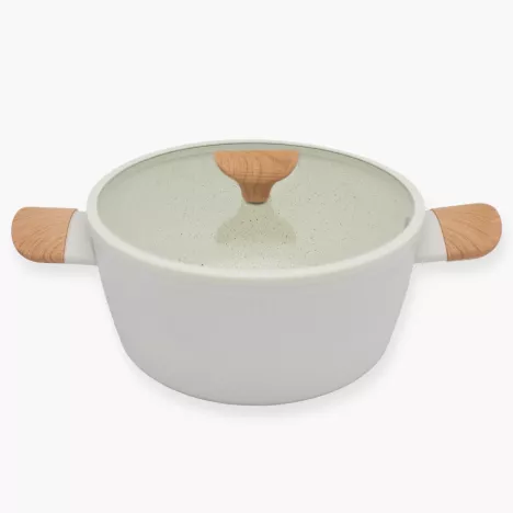 Garnek z pokrywką DUKA GRAN 4000 ml beżowy szary aluminiowy