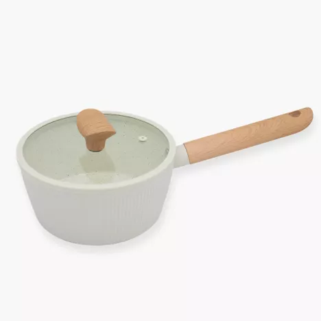 Rondel z pokrywką DUKA GRAN 1600 ml beżowy szary aluminiowy