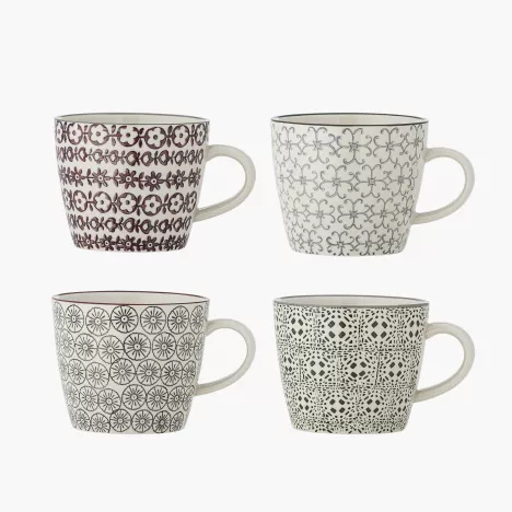 Kubek BLOOMINGVILLE KARINE beżowo-zielony zestaw 4szt.