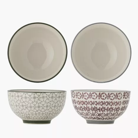 Miska 500ml BLOOMINGVILLE KARINE zestaw 2szt beżowo-zielona