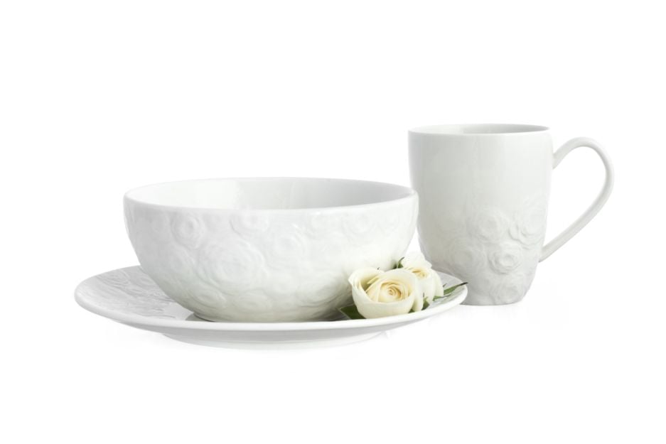 Zestaw śniadaniowy różyczki DUKA SARA 12 elementów porcelana