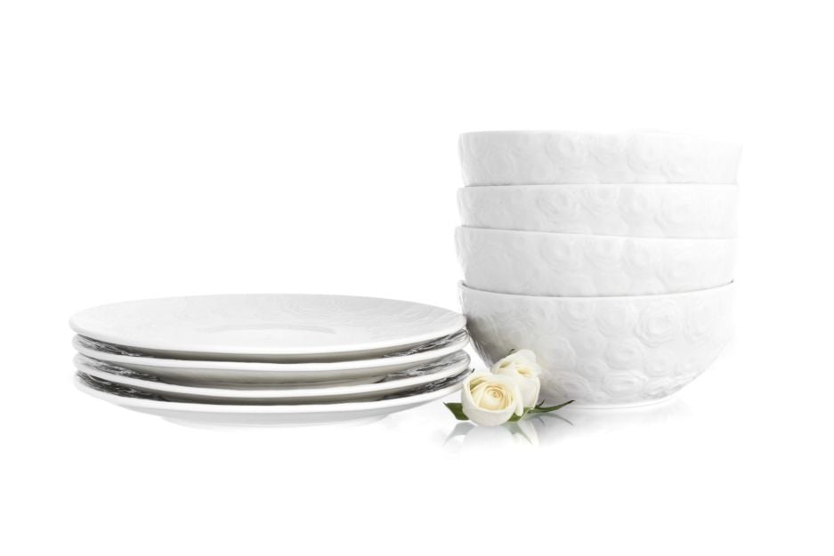 Zestaw śniadaniowy różyczki DUKA SARA 12 elementów porcelana
