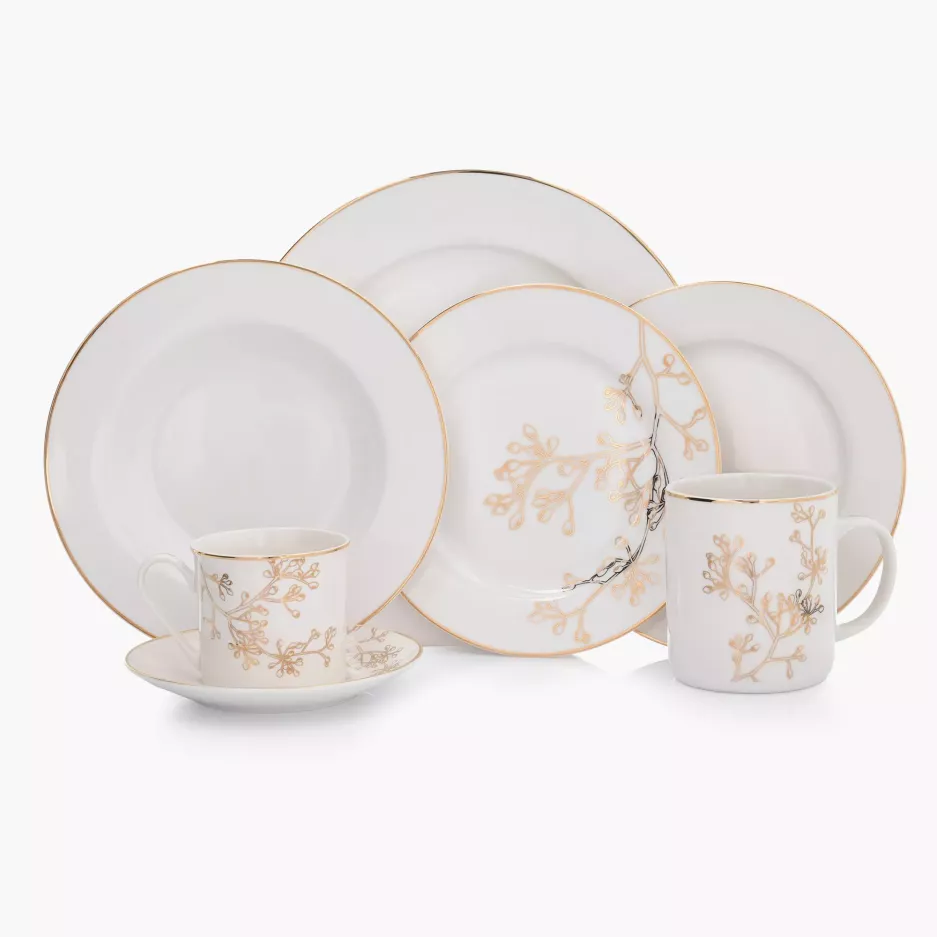 Zestaw kubków DUKA TREVLIG 2 szt. 400 ml biały złoty porcelanowy