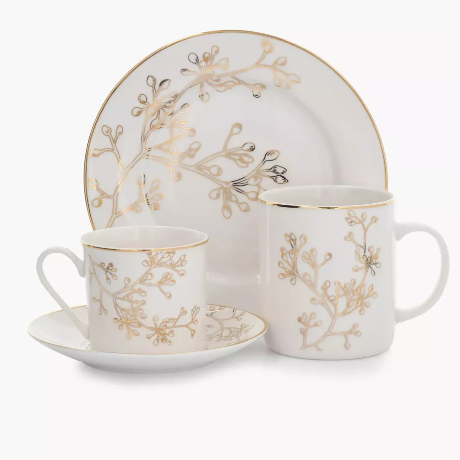 Zestaw kubków DUKA TREVLIG 2 szt. 400 ml biały złoty porcelanowy