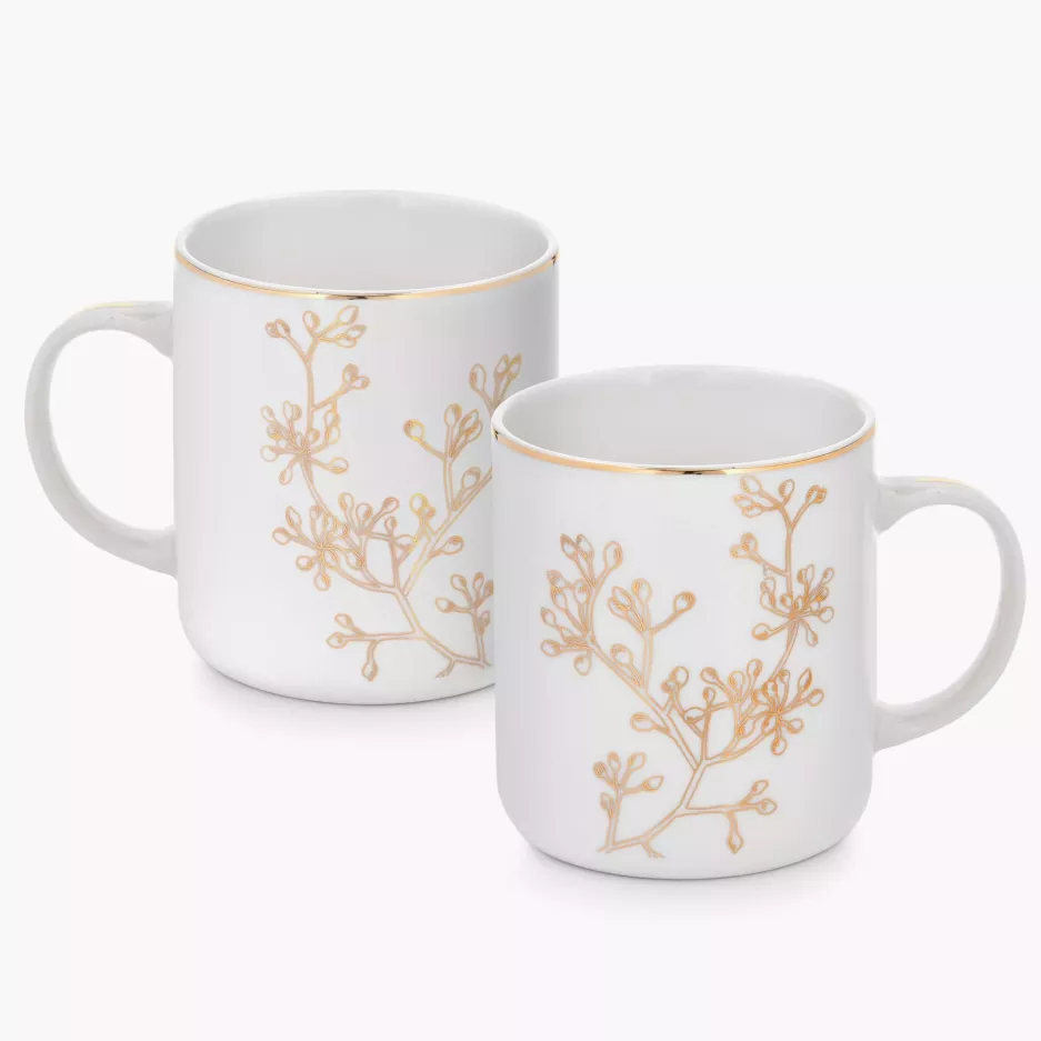 Zestaw kubków DUKA TREVLIG 2 szt. 400 ml biały złoty porcelanowy