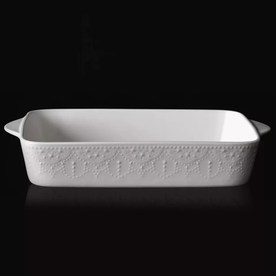 Forma do pieczenia zapiekania DUKA LACE 29,5x18,5 cm biała porcelanowa