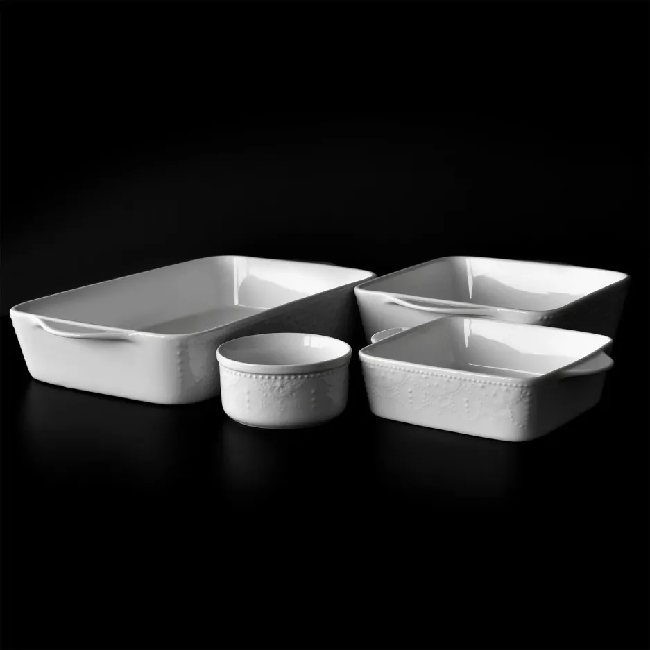 Kokilka okrągła ramekin DUKA LACE 10 cm biała porcelanowa