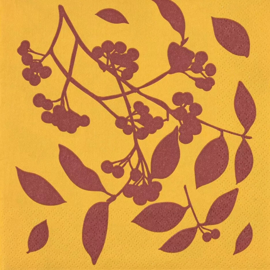 Serwetki papierowe w kwiaty DUKA SKADI 20 szt. 33x33 cm bordowe żółte