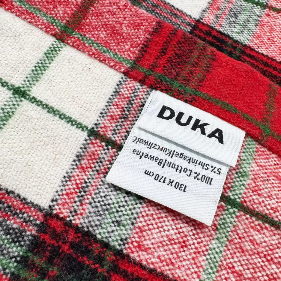 Koc pled w kratkę DUKA GLEN 170x130 cm czerwony bawełniany