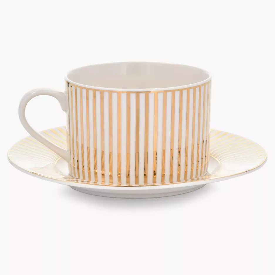 Filiżanka ze spodkiem DUKA GOLD 200 ml złota porcelanowa