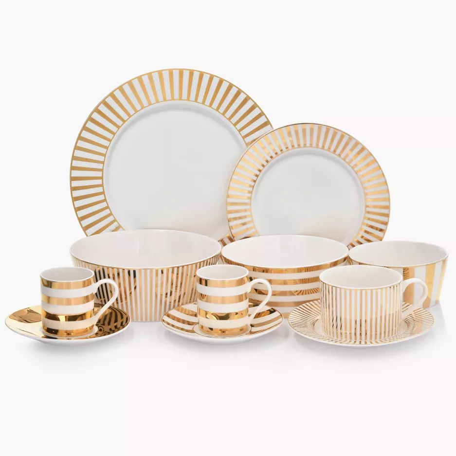 Zestaw 2 filiżanek do espresso ze spodkiem DUKA GOLD 100 ml porcelanowy