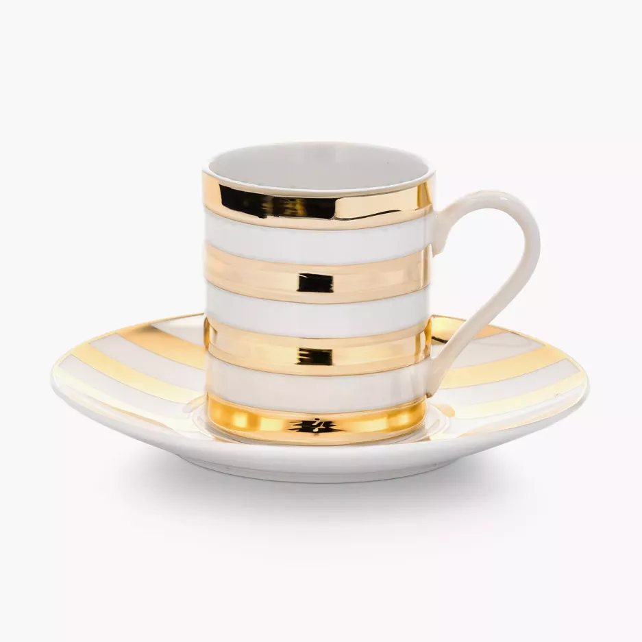 Zestaw 2 filiżanek do espresso ze spodkiem DUKA GOLD 100 ml porcelanowy