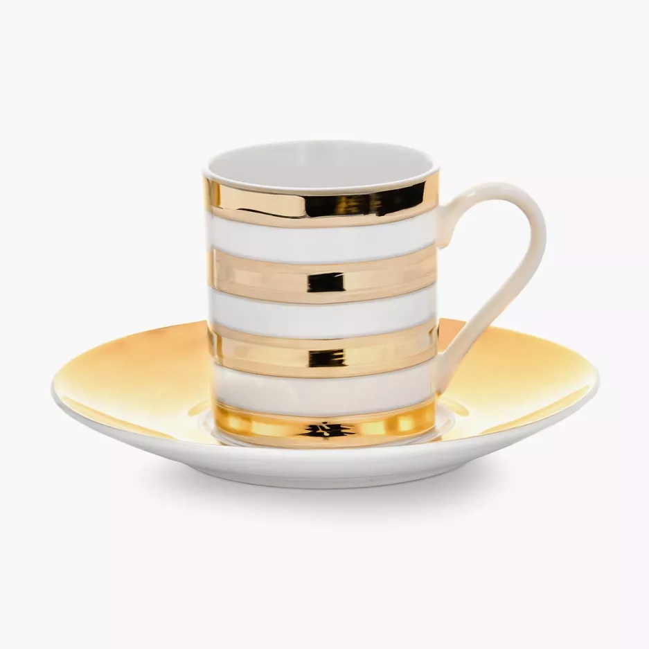 Zestaw 2 filiżanek do espresso ze spodkiem DUKA GOLD 100 ml porcelanowy