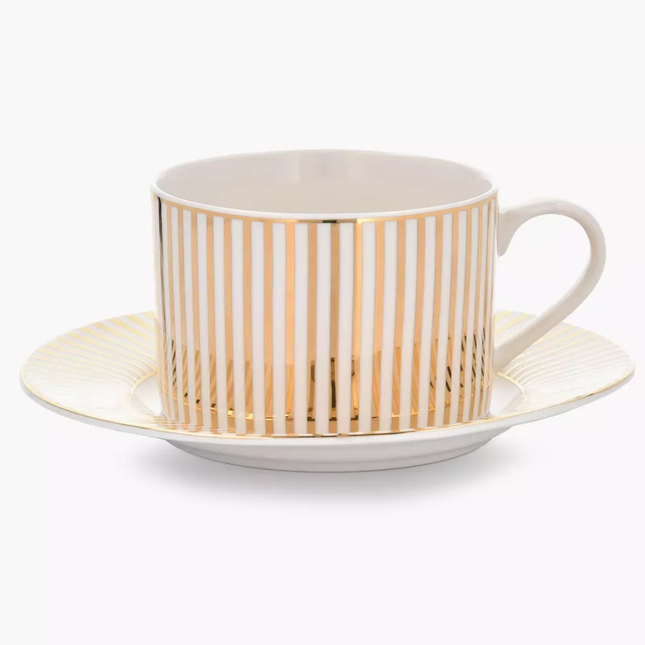 Zestaw 2 filiżanek ze spodkiem DUKA GOLD 200 ml porcelanowy