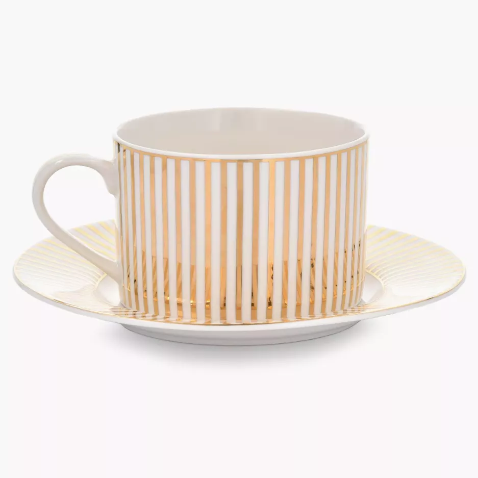 Zestaw 2 filiżanek ze spodkiem DUKA GOLD 200 ml porcelanowy