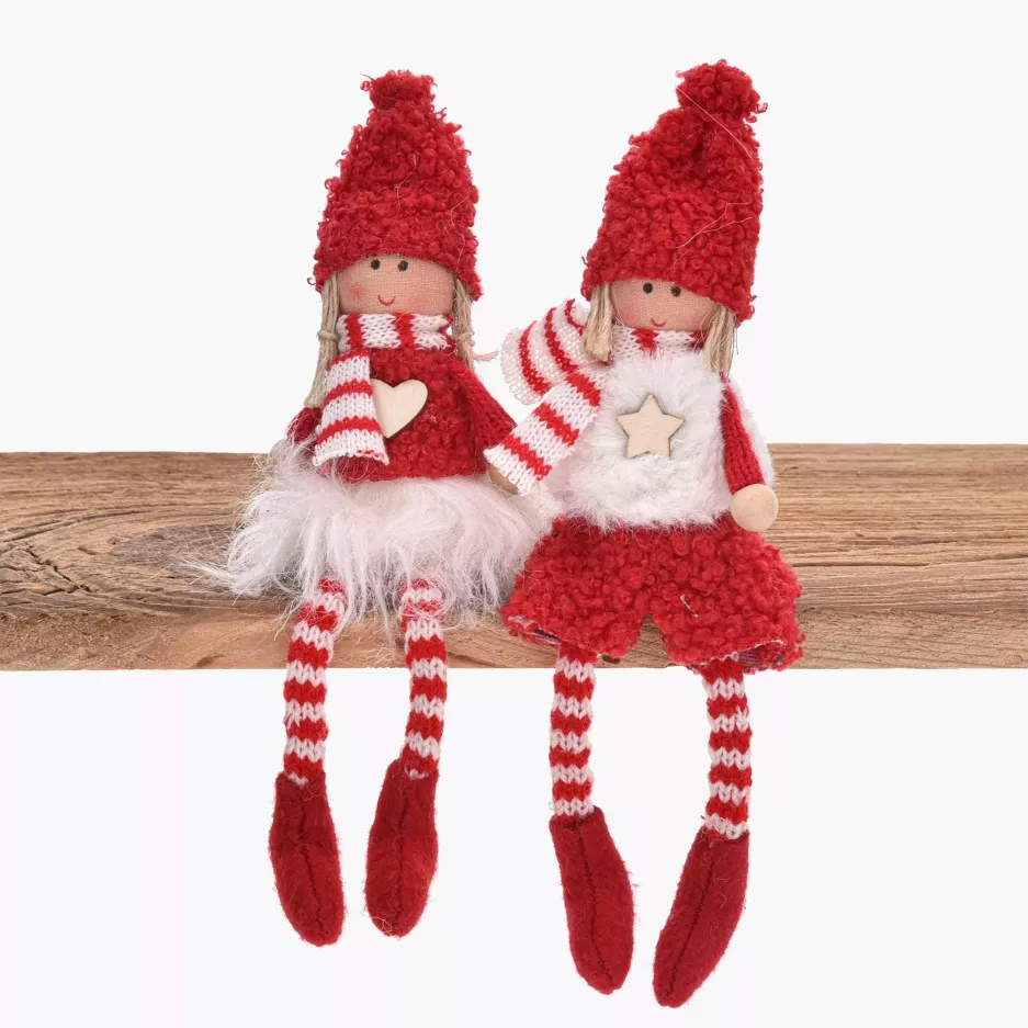 Dekoracja świąteczna lalka wisząca DUKA LILLIPUT 16 cm czerwona