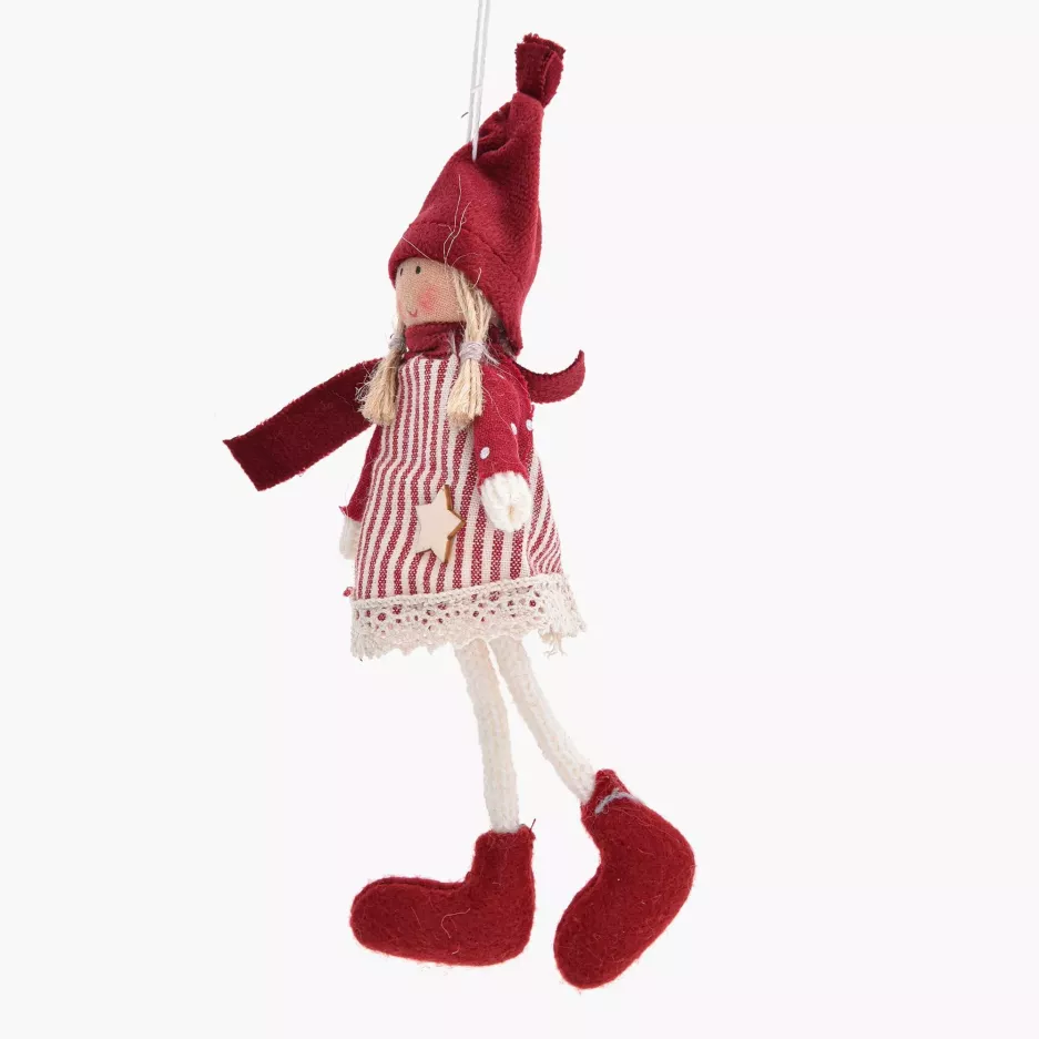 Dekoracja świąteczna lalka wisząca DUKA LILLIPUT 15 cm czerwona biała